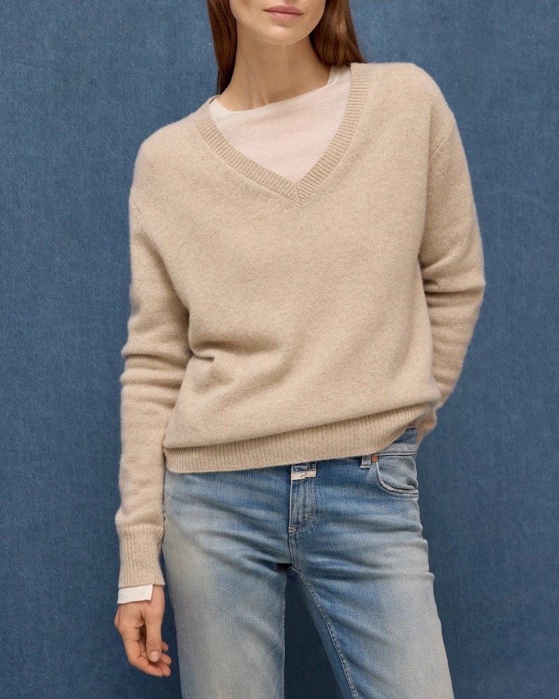 Lookbook image billede af Closed Cashmere V-Neck Clay Beige