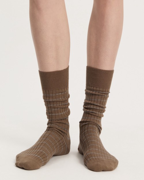 Model billede af Aiayu Cotton Long Socks Mix Chestnut