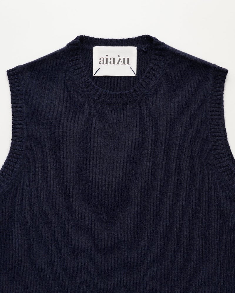 Detalje billede af Aiayu Ingeborg Cashmere Vest Black Blue