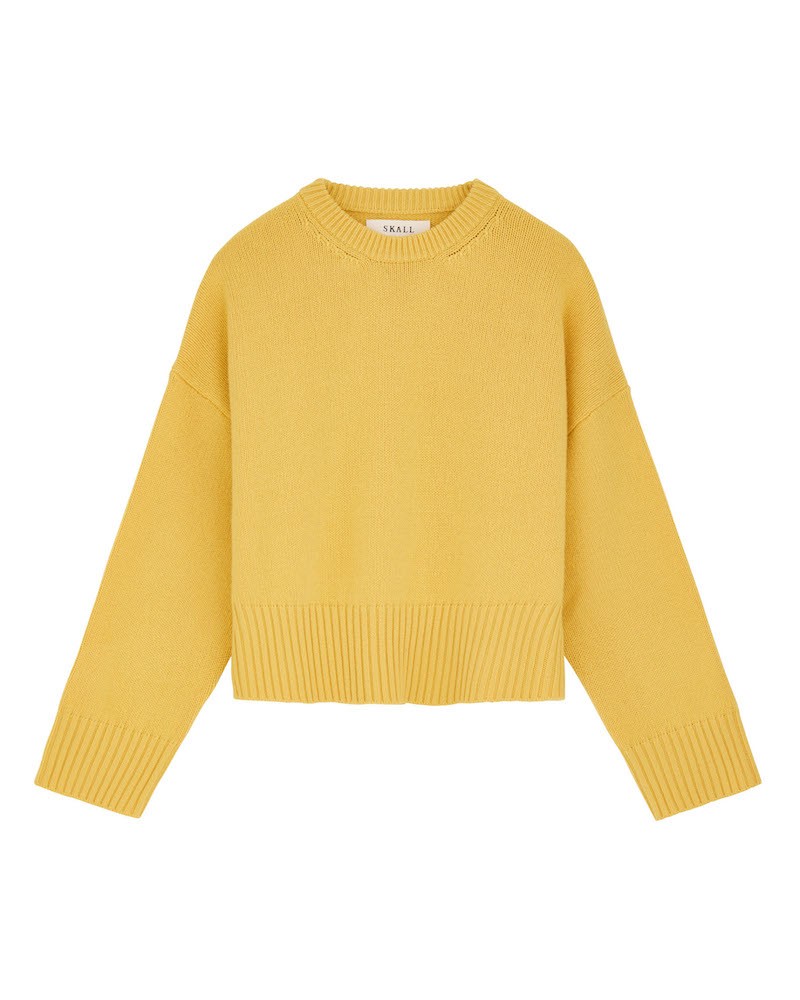 Pack shot af Skall Studio Campa Jumper Yellow Gul Merinould Strik