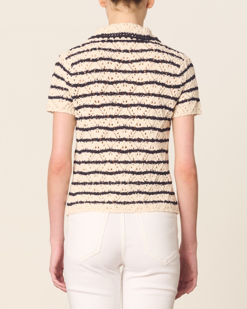 Model billede af Vanessa Bruno Gillis Polo Ecru/Marine bagfra