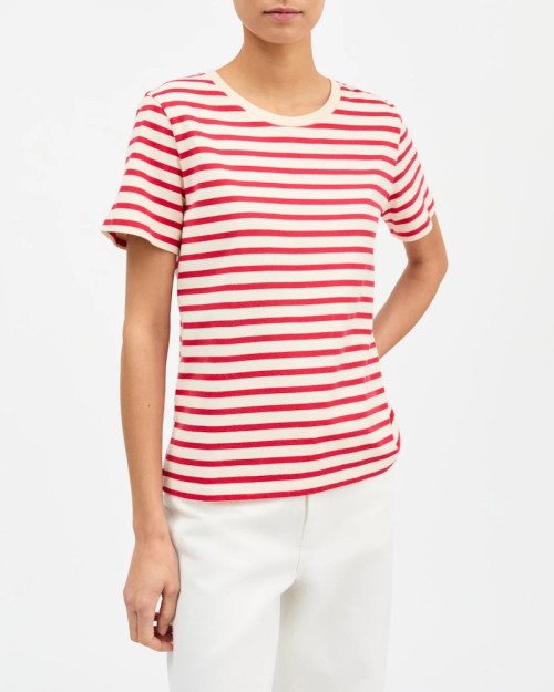 Skall Studio Marron Regular Tee Offwhite/Red Stripe