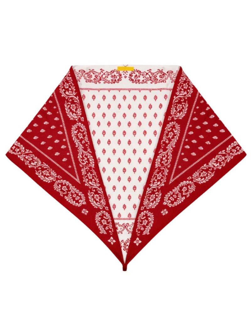 Close up af Guest In Residence The Wild Rag Scarf Ruby/Cream