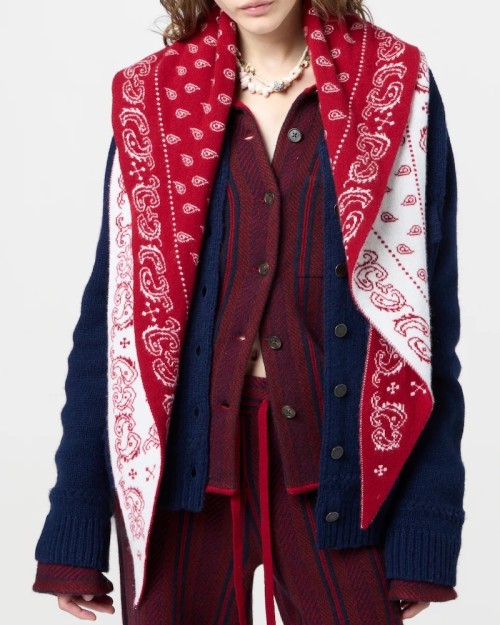 Model billede af Guest In Residence The Wild Rag Scarf Ruby/Cream