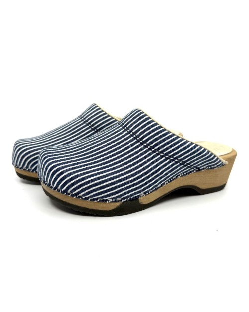 Kunsten Embla Clogs Denim Stripe Indigo