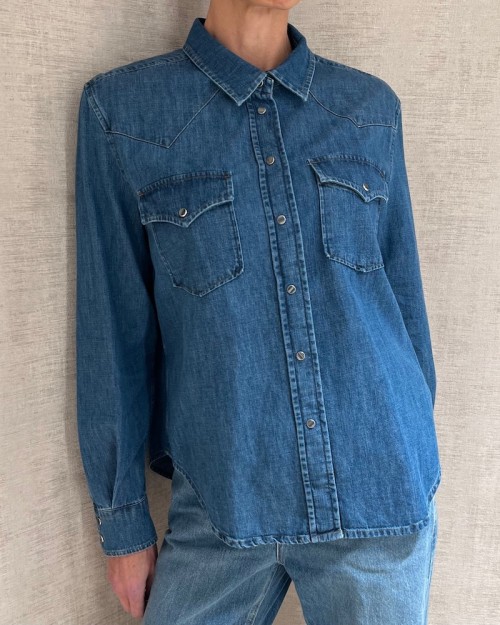 Model billede af Dondup Denim Shirt Fitted Blue