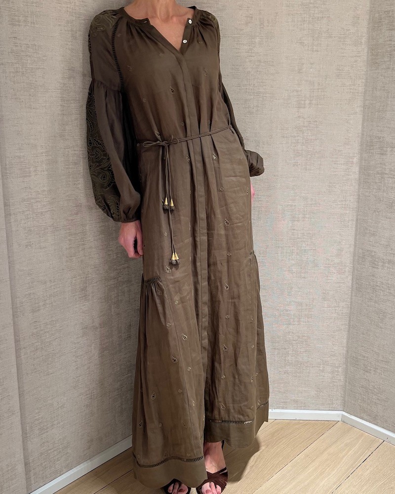 Scarlett Poppies Sunshine Babe Long Dress Olive Green Lang Army Grøn kjole