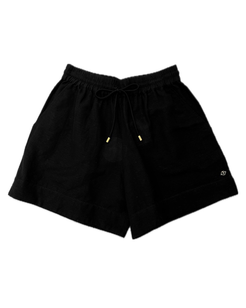 Pack shot af Scarlett Poppies Utrika Shorts Onyx Black på hvid baggrund