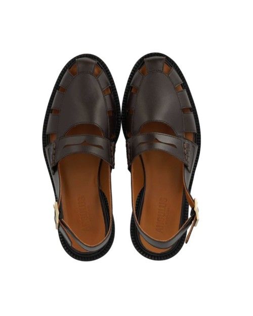 Pack shot af Angulus 1688 Slingback loafer mørkebrun set oppefra