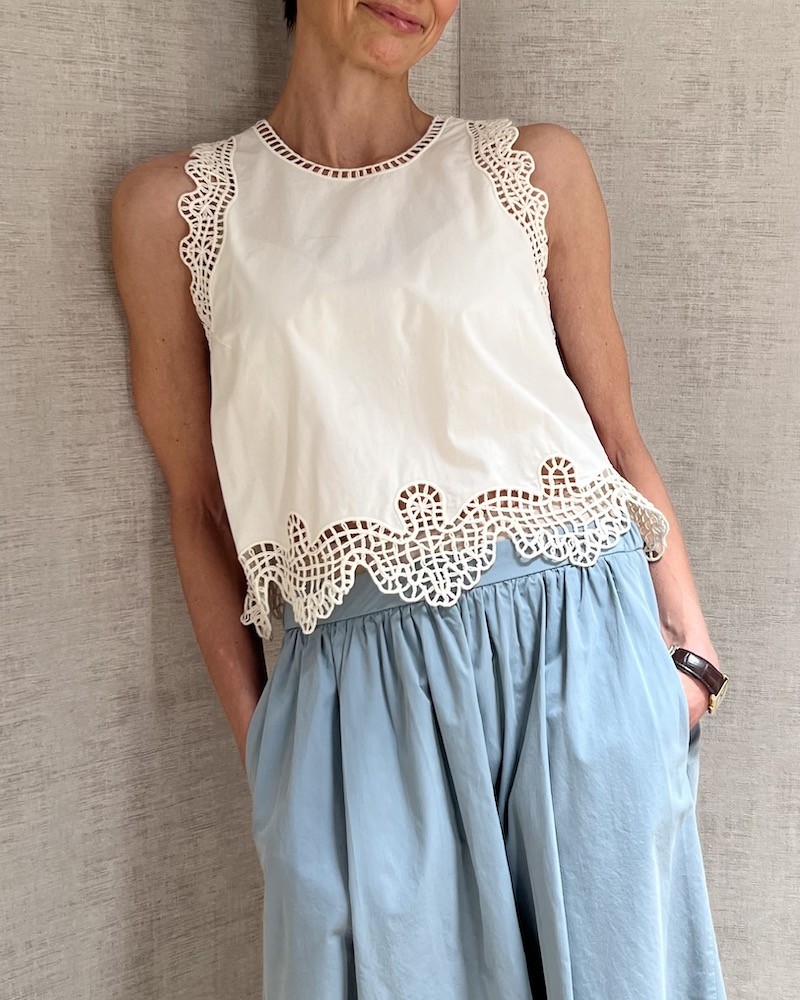 Model billede af Forte Forte Top Embroidery Cotton Poplin Avorio