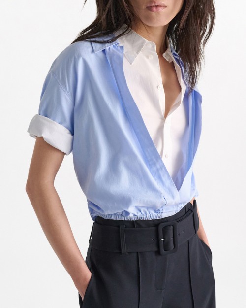 Dorothee Schumacher Powerful Ease Shirt Oxford Blue White på model