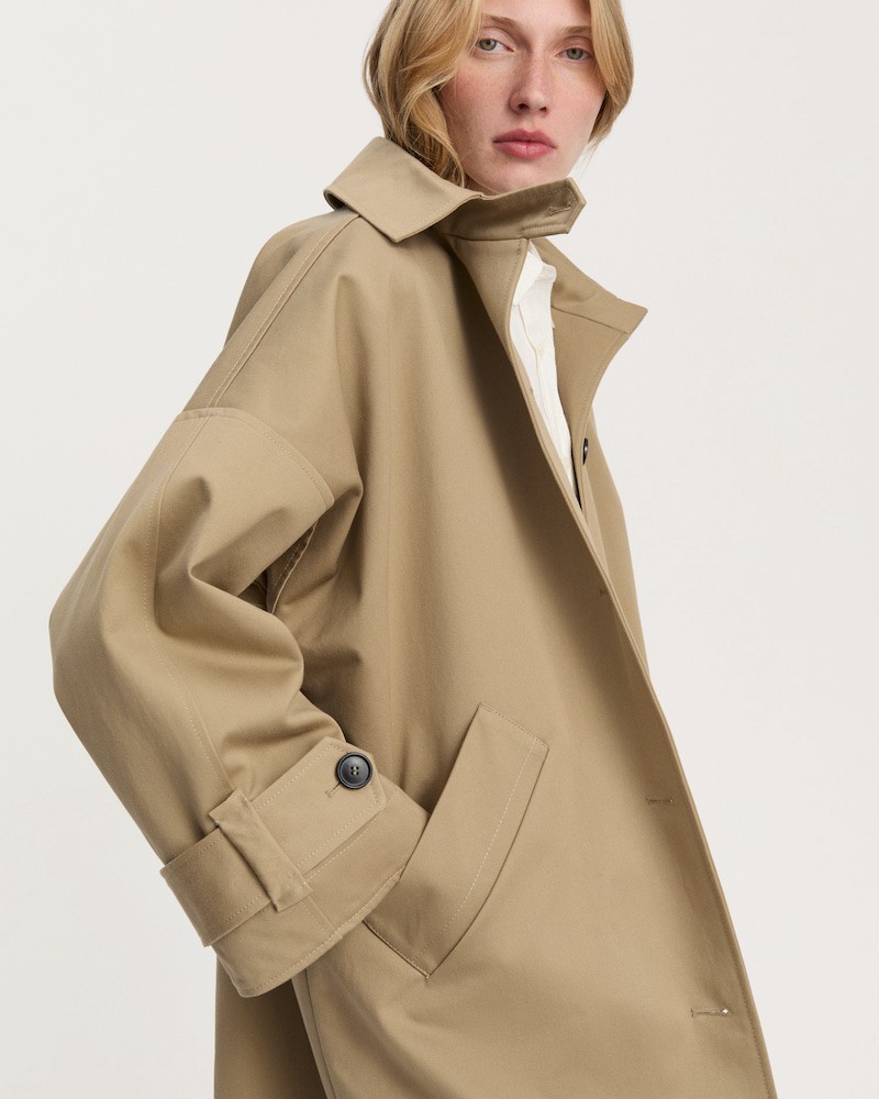 Close up og detalje billede af Aiayu Jo Coat Twill Classic Khaki