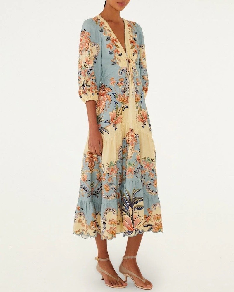 Farm Rio Boho Beauty Butter Maxi Kjole på model