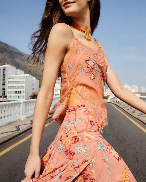 Farm Rio Boho Enhance Lace Top Mocha