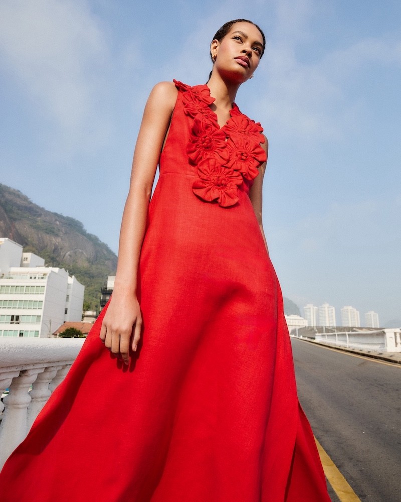 Image billede af Farm Rio Sleeveless Midi Dress Red