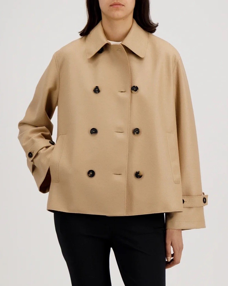 Harris Wharf London Short Trench Pressed Wool Beige