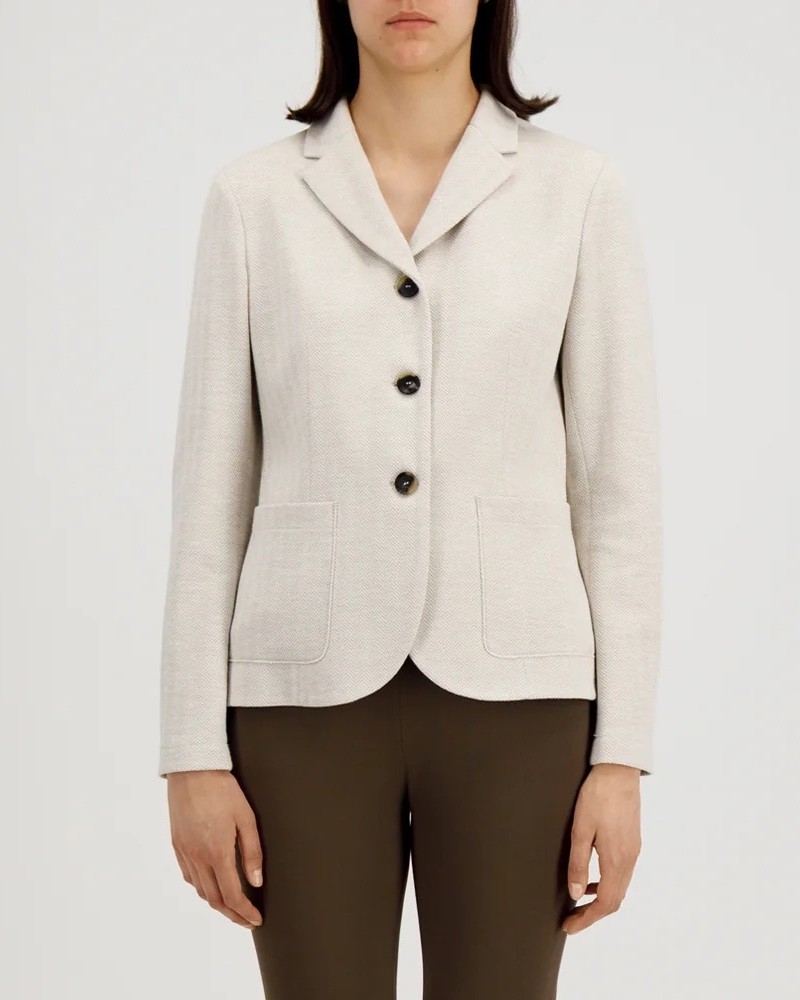 Model billede af Harris Wharf London Blazer Herringbone Loro Piana Cream