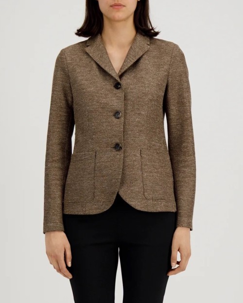 Harris Wharf London Fitted Blazer Linen Honeycomb Brown