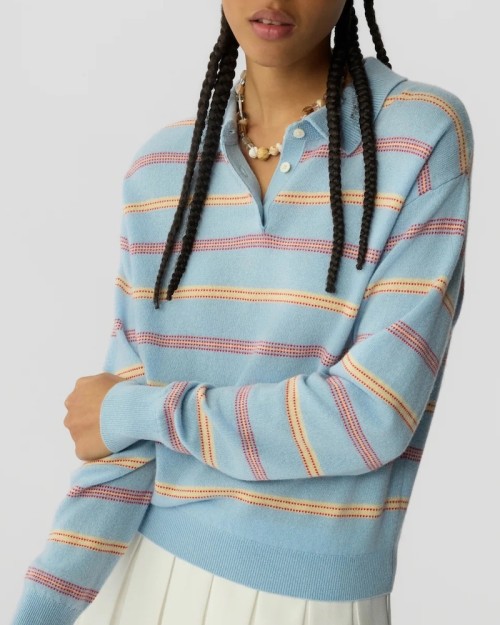 Model billede af Guest In Residence Collegiate Stripe Polo Clear Sky