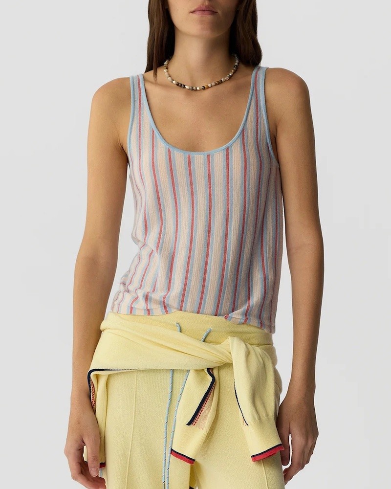 Model billede af Guest In Residence Fine Stripe Tank Clear Sky Combo