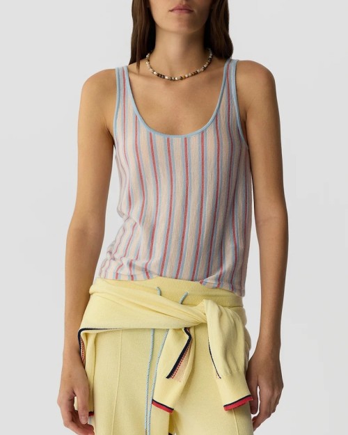 Guest In Residence Fine Stripe Tank Clear Sky Combo