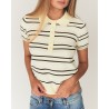 Model billede af The Garment Madison Button Polo Pastel Yellow/White/Espresso
