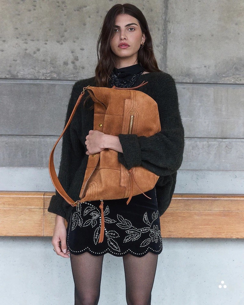 Image billede af Jerome Dreyfuss Lucky Hobo Large Suede Caramel