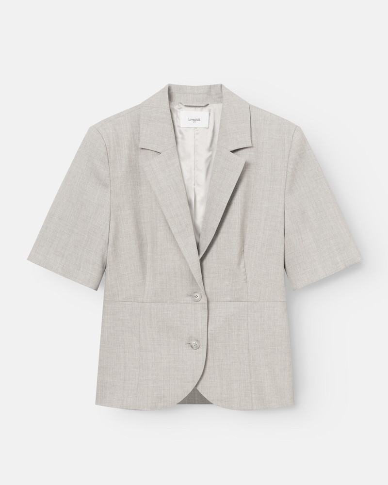 Pack shot af Lovechild 1979 Alana Blazer Light Grey Melange på neutral baggrund