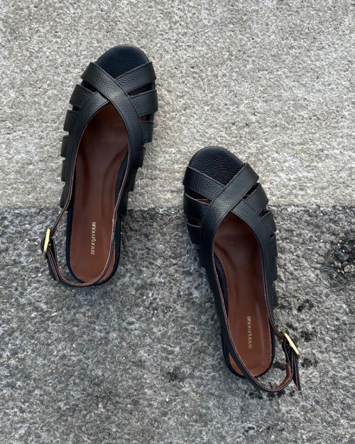 Anonymous Copenhagen Sophie 20 Sandal Pebbled Soft Calf Black