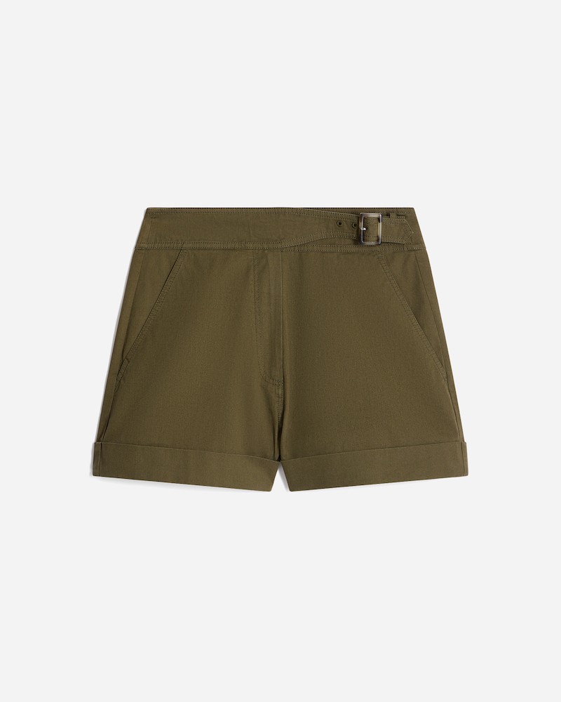 Pack shot af Vanessa Bruno Ginny Shorts Vegetal Khaki på neutral baggrund