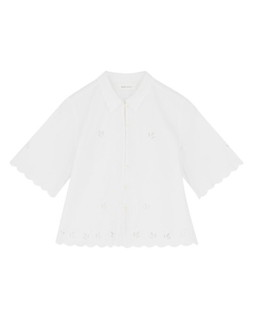 Pack shot af Skall Studio Fleurie Shirt Optic White på neutral. baggrund