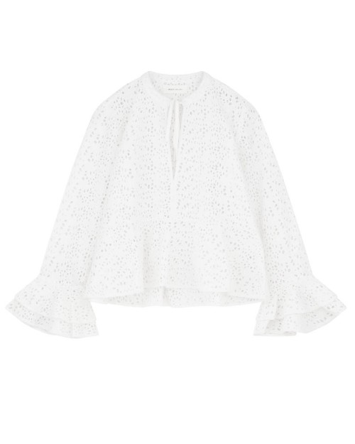 Pack shot af Skall Studio Frigga Flounce Shirt Optic White på neutral baggrund