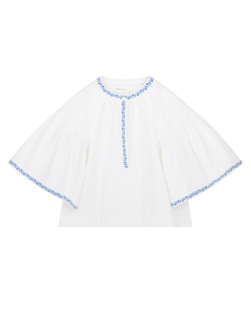 Pack shot af Skall Studio Bonne Blouse Optic White på neutral baggrund