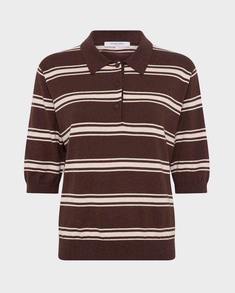 Pack shot af Gerard Darel Leila Polo Brown på neutral baggrund