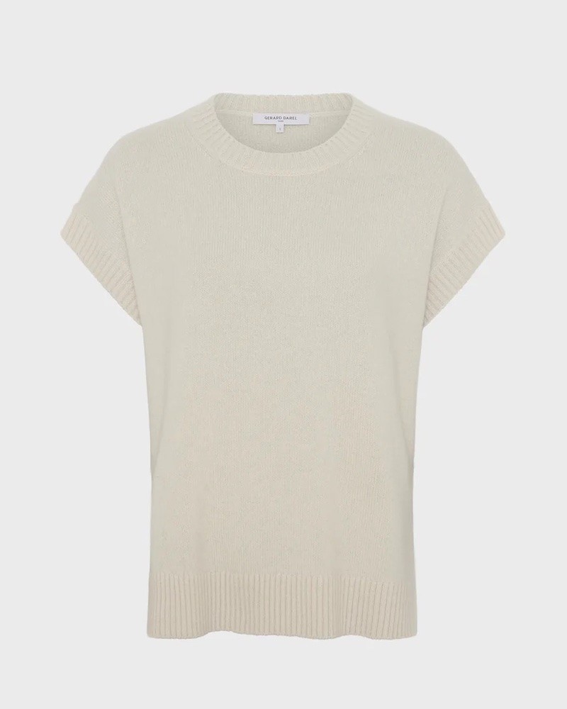 Pack shot af Gerard Darel Lohna Pullover Vest Ecru på neutral baggrund