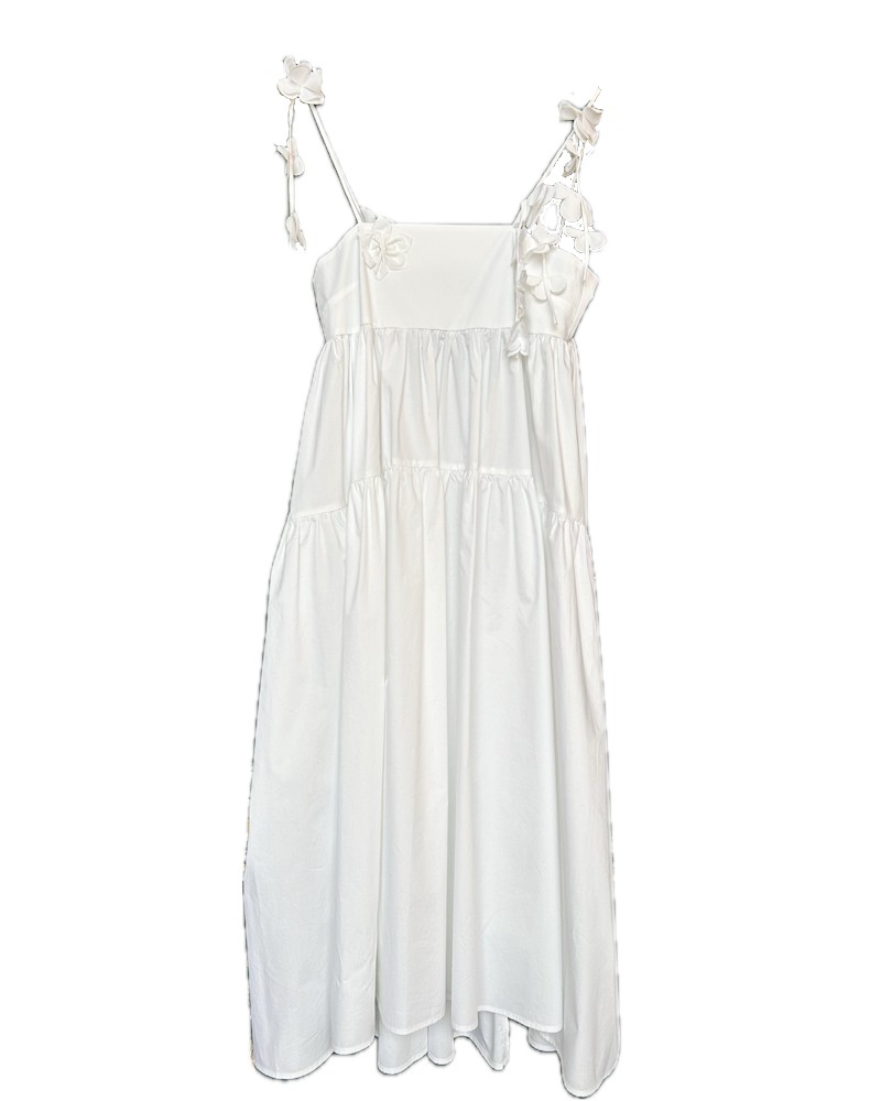 Pack shot af Meimeij kjole hvid med blomster