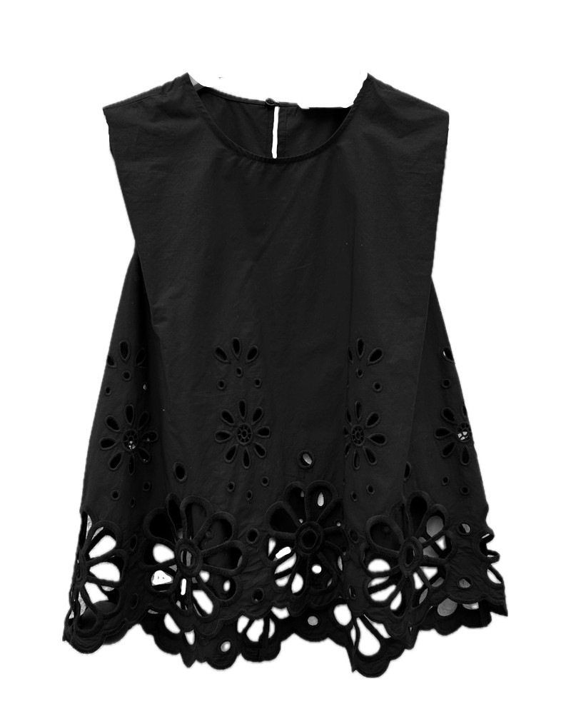 Pack shot af Meimeij Top Poplin Black  på neutral baggrund