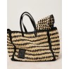 Image billede af Closed Raffia Bag Ecru Black