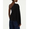 Farm Rio Black Rose One Shoulder Blouse  på model set bagfra