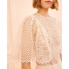 Close up af ærme på Ulla Johnson Hera Eyelet Cotton Top Cowrie