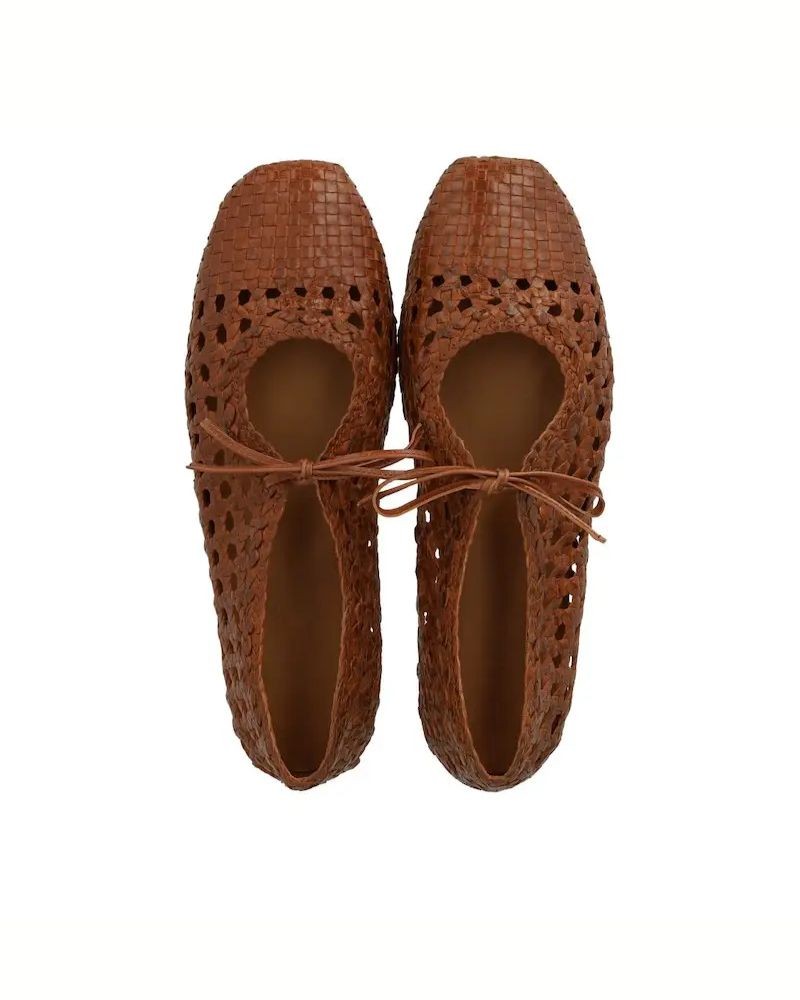 Pack shot af Angulus 1698 Flet Ballerina Cognac Tan på hvid baggrund