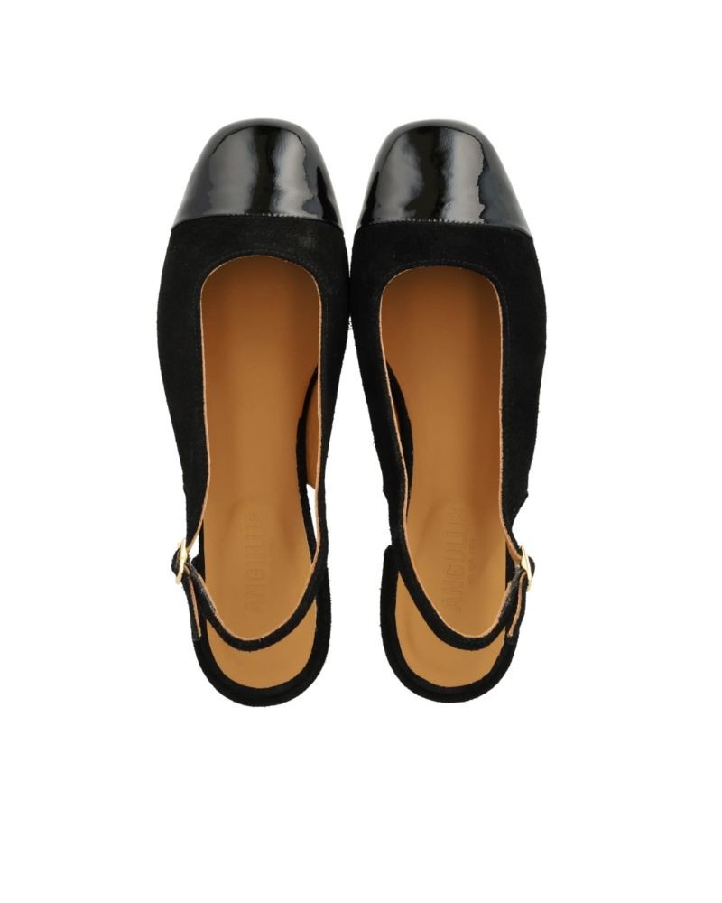 Angulus 1729 High-Heeled Slingback Ballerina Black