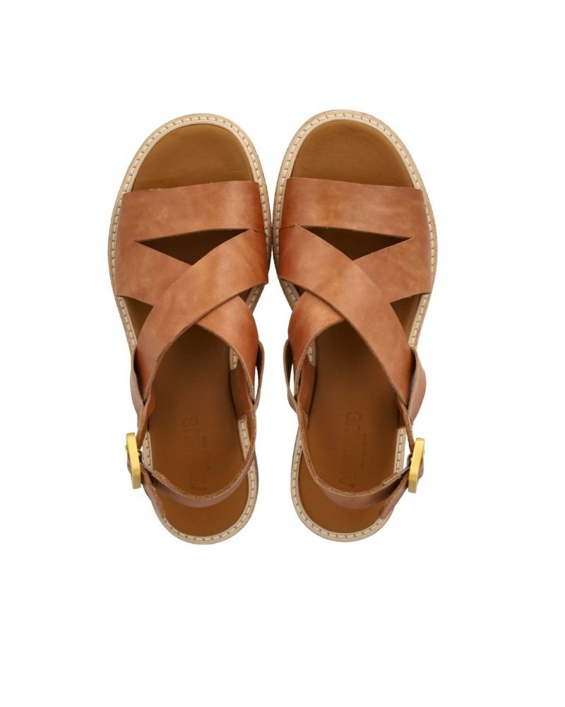 Pack shot af Angulus 5877 Sandal Messingspænde Cognac set oppefra