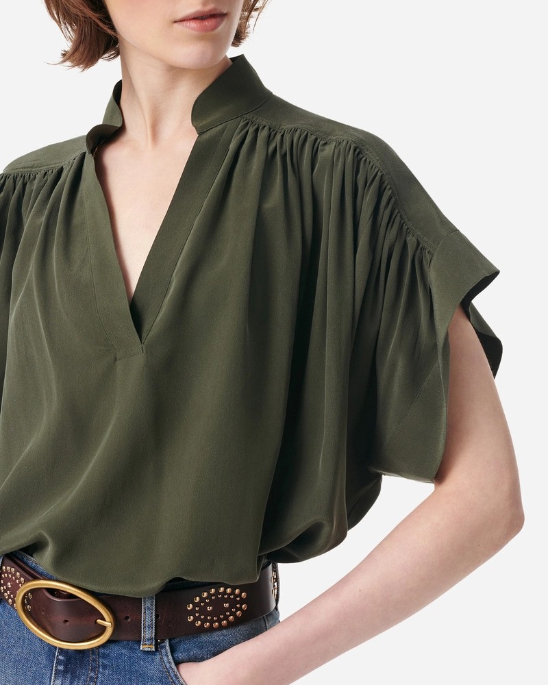 Vanessa Bruno Cory Silk Tunic Khaki på model