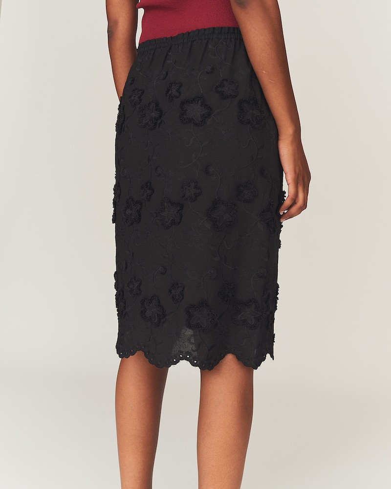 The Garment Fleur Slip Skirt Black sort nederdel på model set bagfra
