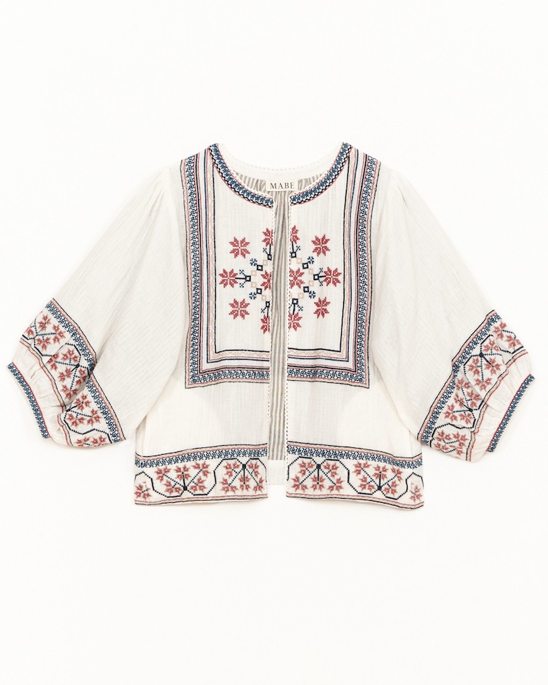 Pack shot af M.A.B.E Calista Emb. Jacket Ecru/Multi på neutral baggrund