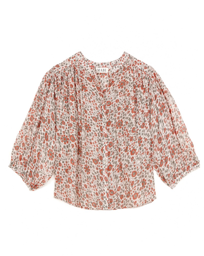 Pack shot af M.A.B.E Della Print LS Top Rust/Khaki på neutral baggrund