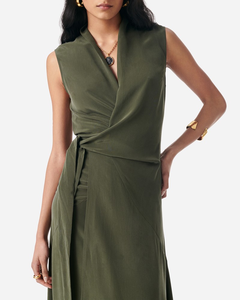 Close up af Vanessa Bruno Faye Silk Dress Khaki
