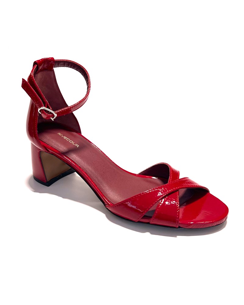 Rivecour Sandal 595 Rouge Vernis Rød sandal på blokhæl