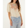 Model billede af Farm Rio Blouse Embroidery SS Ecru
